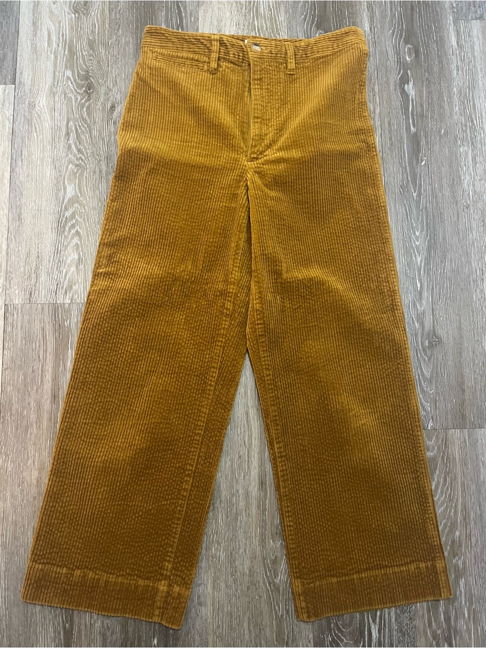 Madewell Wide-Leg Corduroy Pants in Mustard Yellow
